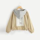 Romwe Plus Patched Back Hooded Jacket