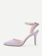 Romwe Purple Pointed Out Ankle Strap High Stiletto Pumps