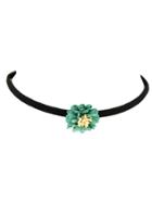 Romwe Green Simple Model Flower Pendant Choker Necklace