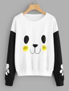 Romwe Cartoon Pattern Drop Shoulder Sweatshirt
