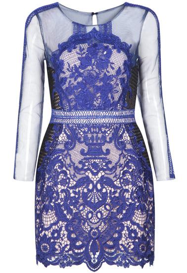 Romwe Lace Hollow Bodycon Dress