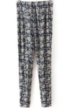 Romwe Blue Vintage Floral Slim Pant