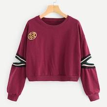 Romwe Drop Shoulder Cut Out Sleeve Sweatshirt