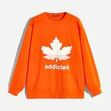Romwe Men Letter And Leaf Print Pullover