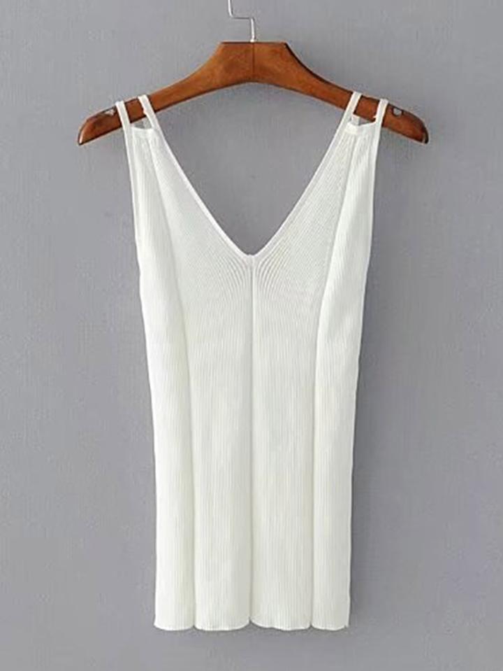 Romwe Strappy Knitted Cami Top