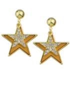 Romwe Yellow Enamel Star Stud Earrings