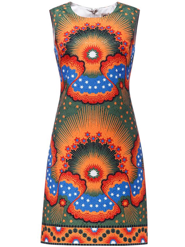 Romwe Multicolor Crew Neck Jacquard Shift Dress