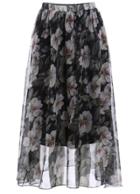 Romwe Elastic Waist Floral Chiffon Skirt