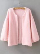 Romwe Knit Bead Pink Coat