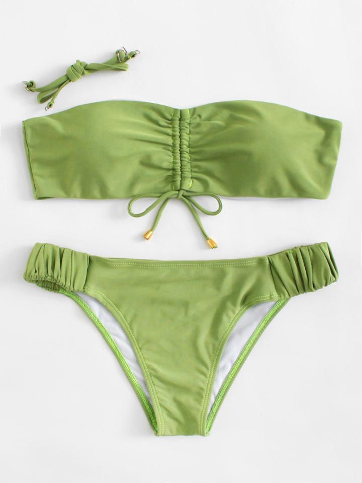 Romwe Detachable Straps Elastic Bikini Set