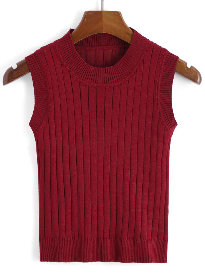 Romwe Round Neck Red Vest