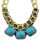 Romwe Blue Wide Chain Collar Necklace