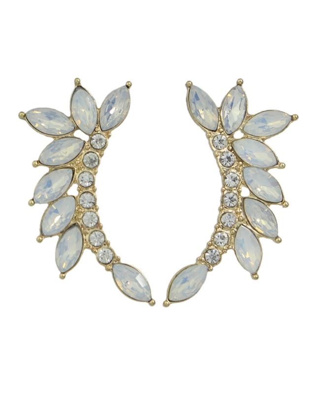 Romwe Rhinestoe Wing Shape Cuff Earrings