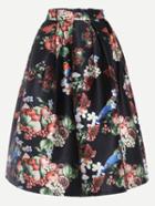 Romwe Multicolor Fruit Print Box Pleated Midi Skirt