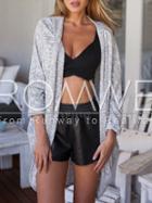 Romwe Grey Long Sleeve Loose Knit Cardigan