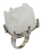 Romwe White Adjustable Stone Ring