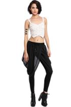 Romwe Black Wrap-front Harem Pants