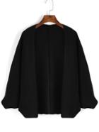Romwe Women Bat Sleeve Black Coat