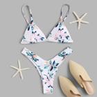 Romwe Random Floral Triangle Top With High Cut Bikini