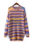 Romwe Ombre Striped Slouchy Sweater Dress