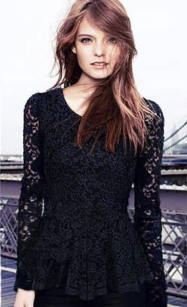 Romwe Lace Flouncing Black Blouse