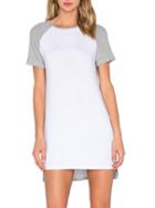 Romwe White Grey Contrast Raglan Sleeve T-shirt Dress