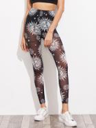 Romwe Mandala Sun Print Sheer Leggings