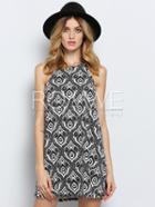 Romwe Black Spaghetti Strap Vintage Print Dress