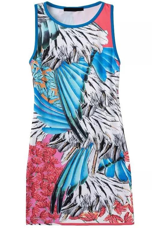 Romwe Sleeveless Cut Out Florals Bodycon Dress