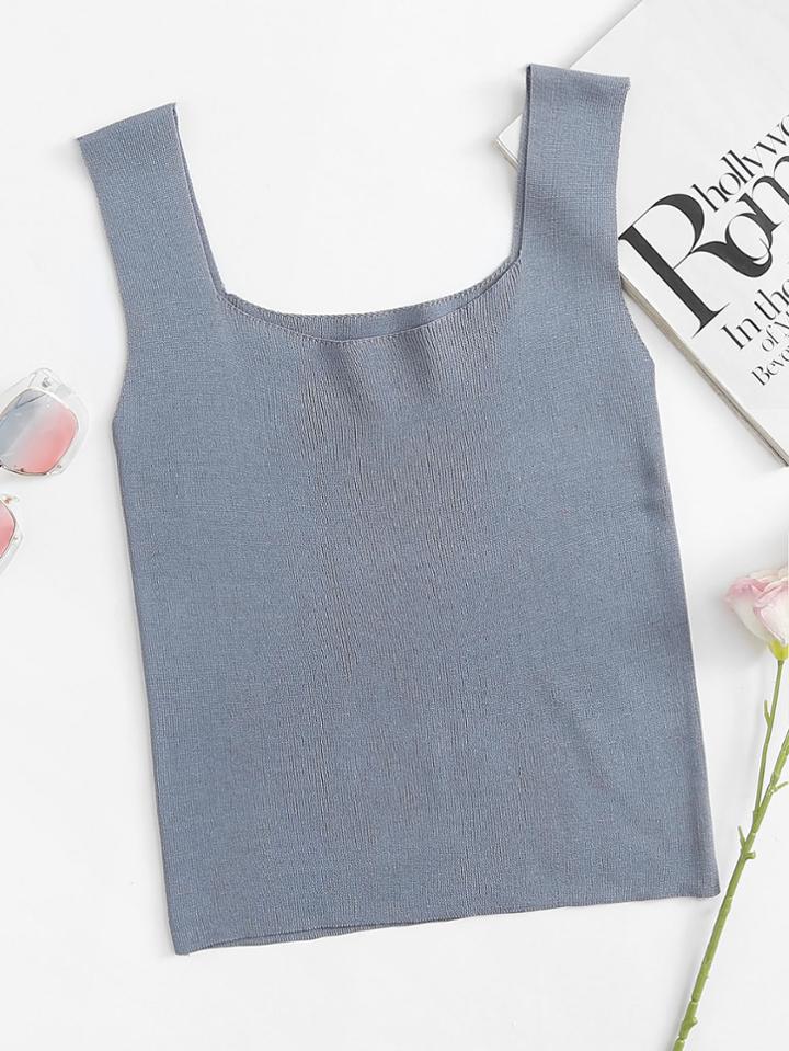 Romwe Square Neck Knit Top