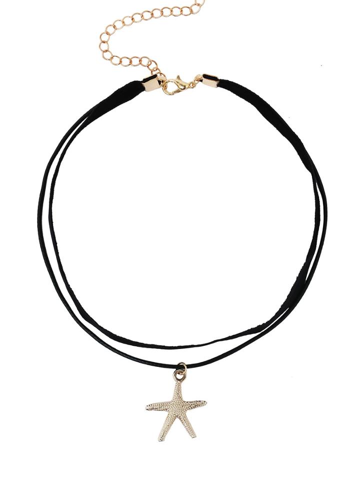 Romwe Starfish Pendant Double Layer Choker