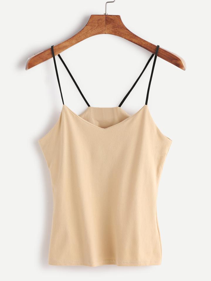 Romwe Light Khaki Tight Cami Top