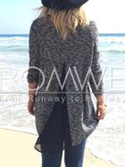 Romwe Grey Long Sleeve Split Back Sweater