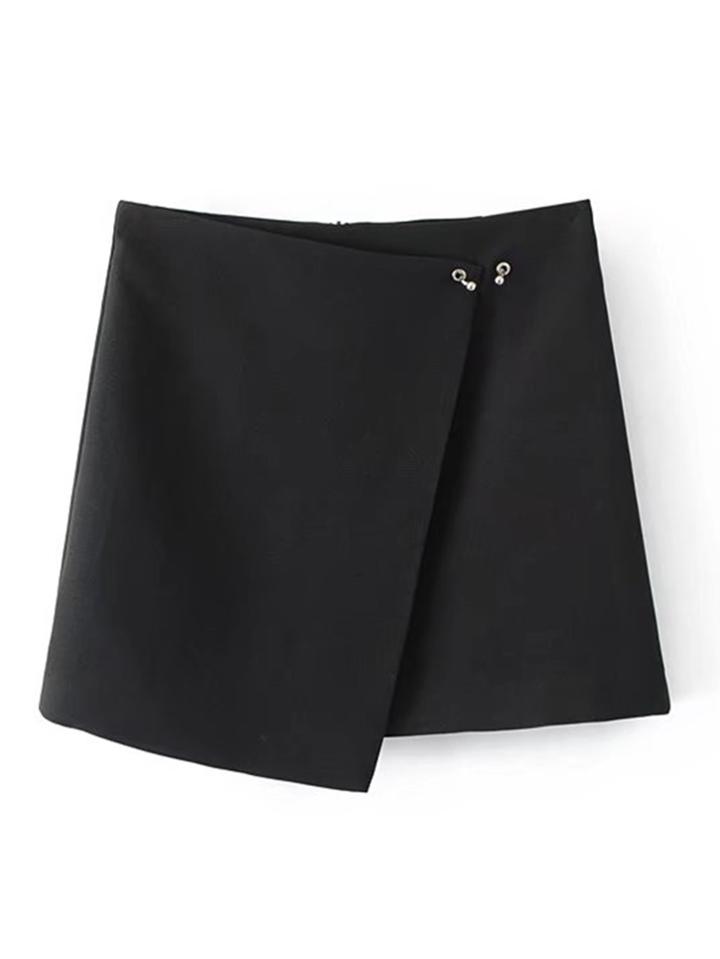 Romwe Ring Detail Wrap Skirt
