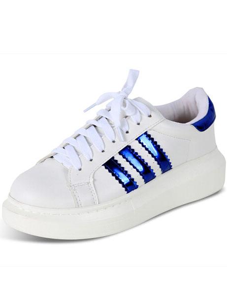 Romwe White Blue Thick-soled Casual Flats