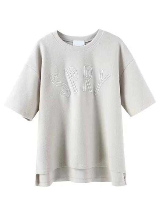 Romwe Dip Hem Letter Embroidered Grey T-shirt