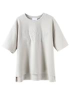 Romwe Dip Hem Letter Embroidered Grey T-shirt