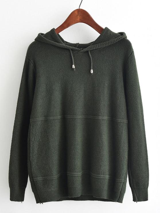Romwe Striped Drawstring Hooded Sweater