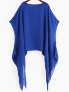 Romwe Blue Asymmetric Poncho Top