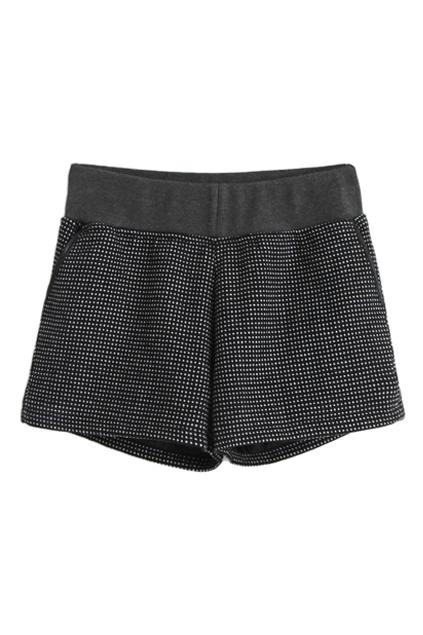Romwe Check Print Faux Woolen Shorts