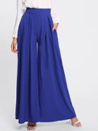 Romwe Pleated Zip Up Back Wide Leg Pants