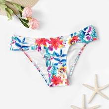 Romwe Random Floral Ruched Bikini Bottom