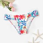 Romwe Random Floral Ruched Bikini Bottom