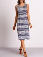 Romwe Blue Aztec Print Tank Dress