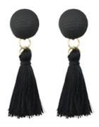 Romwe Black Line Made Tassel Earrings