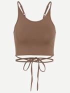Romwe Lace Up Back Self Tie Crop Cami Top