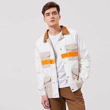 Romwe Guys Multi Pocket Color Block Jacket