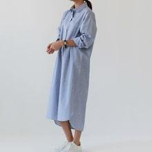 Romwe Pinstripe Longline Shirt Dress
