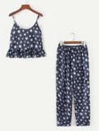 Romwe Star Print Cami Top & Pants