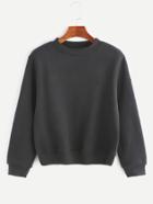 Romwe Black Long Sleeve Basic Sweatshirt
